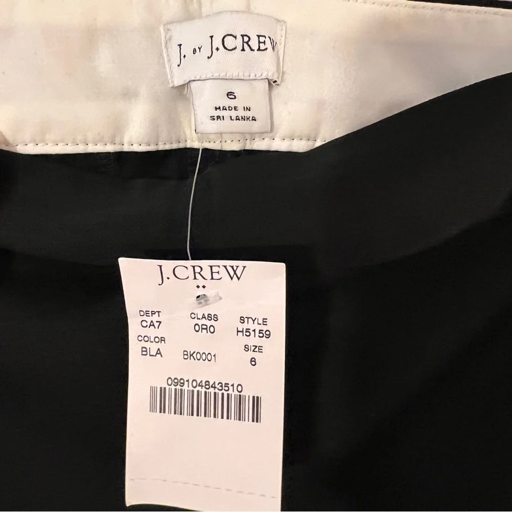 NEW J by J.Crew Black Ankle Side Zip Cotton Stretch Cropped Dress Pants 6
